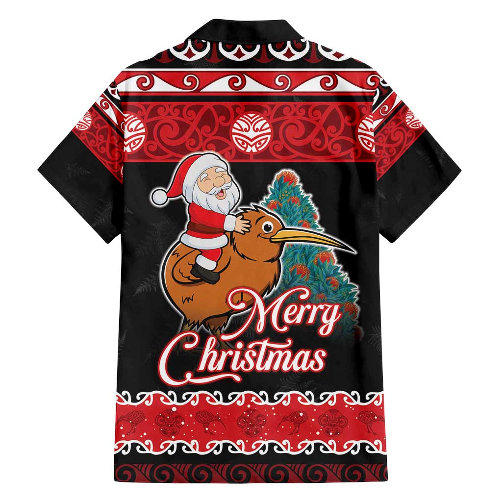 New Zealand Christmas Family Matching Puletasi and Hawaiian Shirt Funny Santa Riding Kiwi Meri Kirihimete LT05 - Polynesian Pride