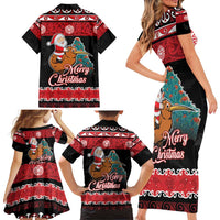 New Zealand Christmas Family Matching Short Sleeve Bodycon Dress and Hawaiian Shirt Funny Santa Riding Kiwi Meri Kirihimete LT05 - Polynesian Pride