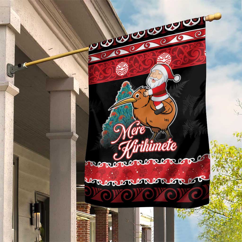 New Zealand Christmas Garden Flag Funny Santa Riding Kiwi Meri Kirihimete