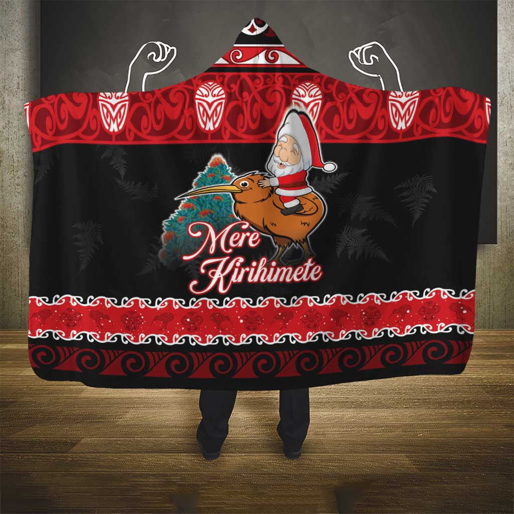 New Zealand Christmas Hooded Blanket Funny Santa Riding Kiwi Meri Kirihimete LT05 - Polynesian Pride