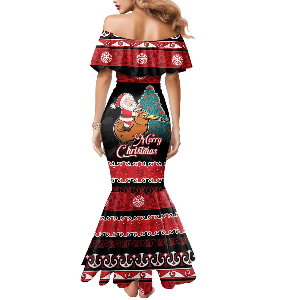 New Zealand Christmas Mermaid Dress Funny Santa Riding Kiwi Meri Kirihimete LT05 - Polynesian Pride