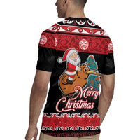 New Zealand Christmas Rugby Jersey Funny Santa Riding Kiwi Meri Kirihimete