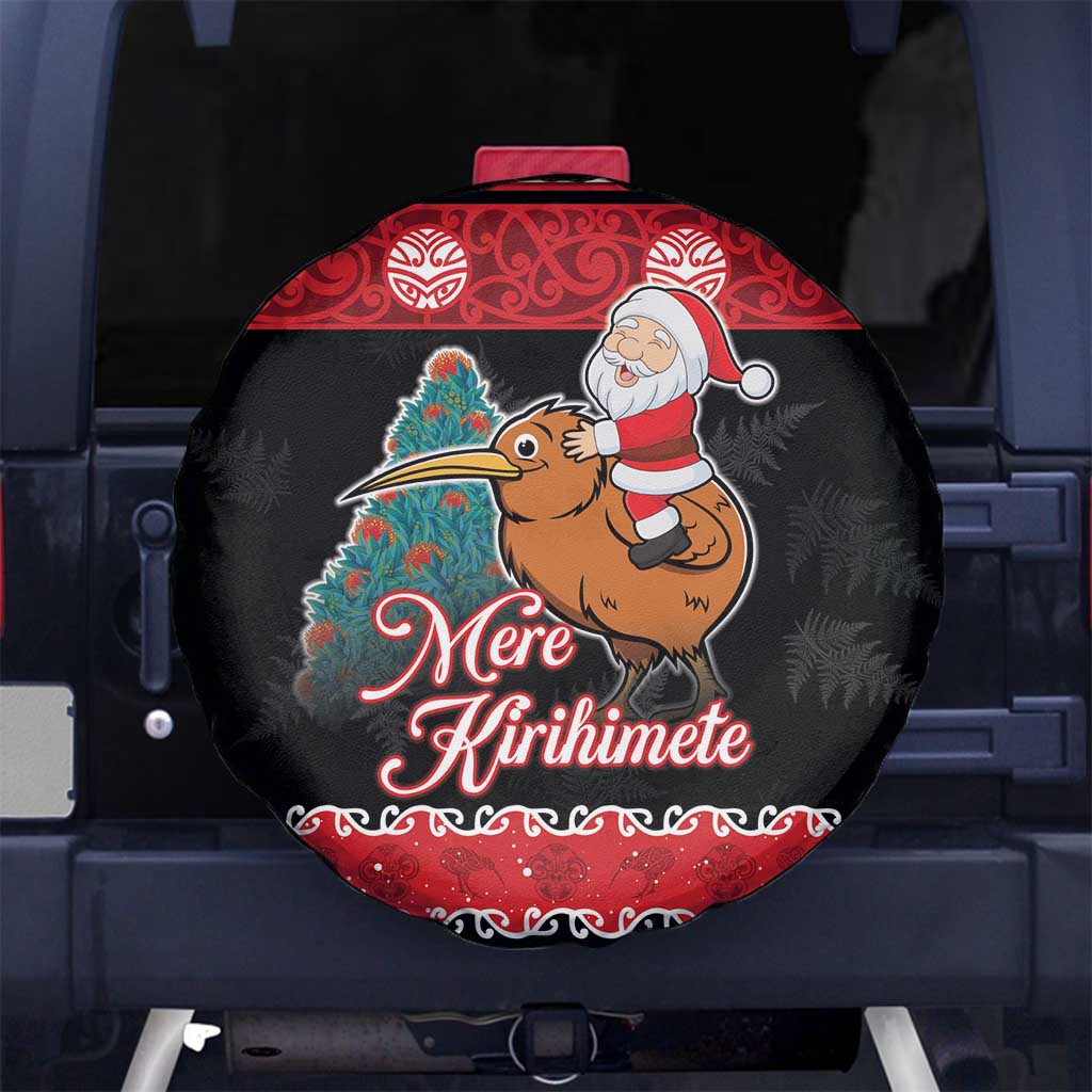 New Zealand Christmas Spare Tire Cover Funny Santa Riding Kiwi Meri Kirihimete