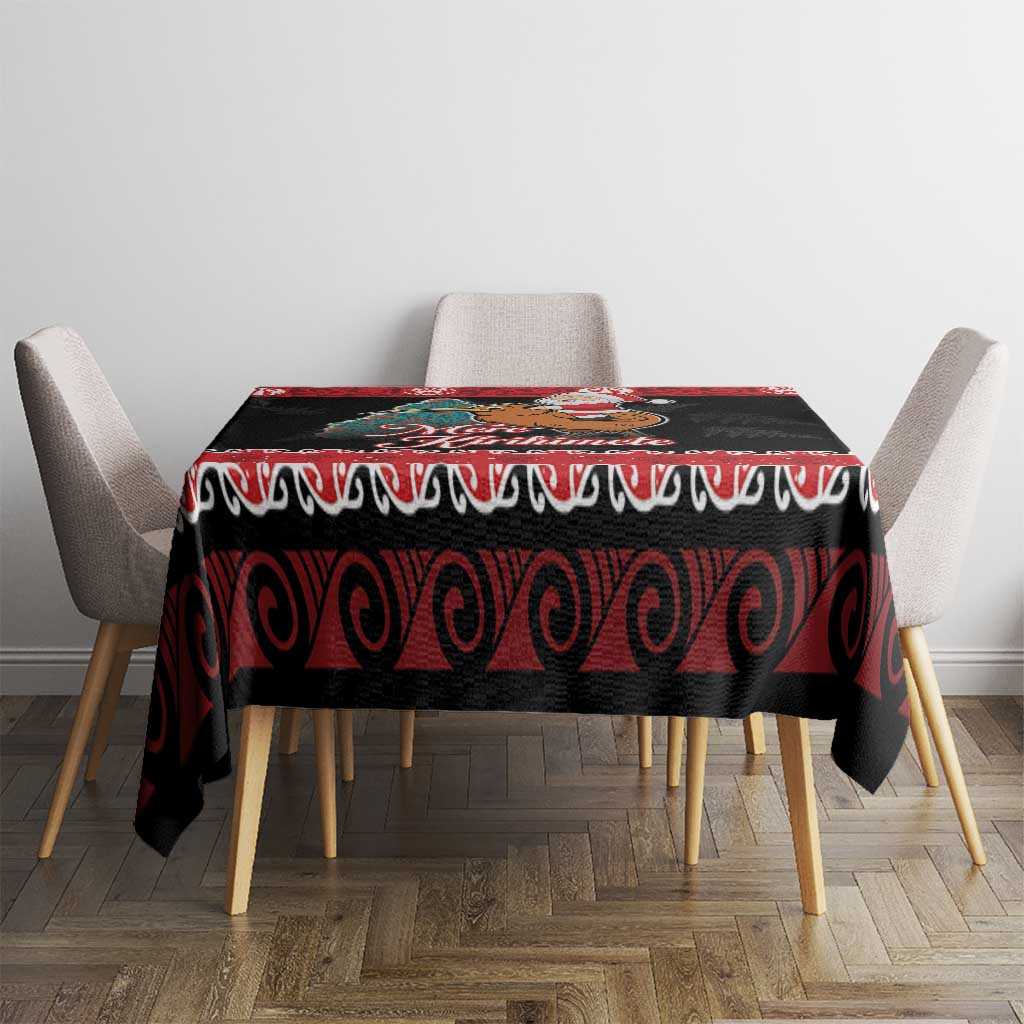 New Zealand Christmas Tablecloth Funny Santa Riding Kiwi Meri Kirihimete