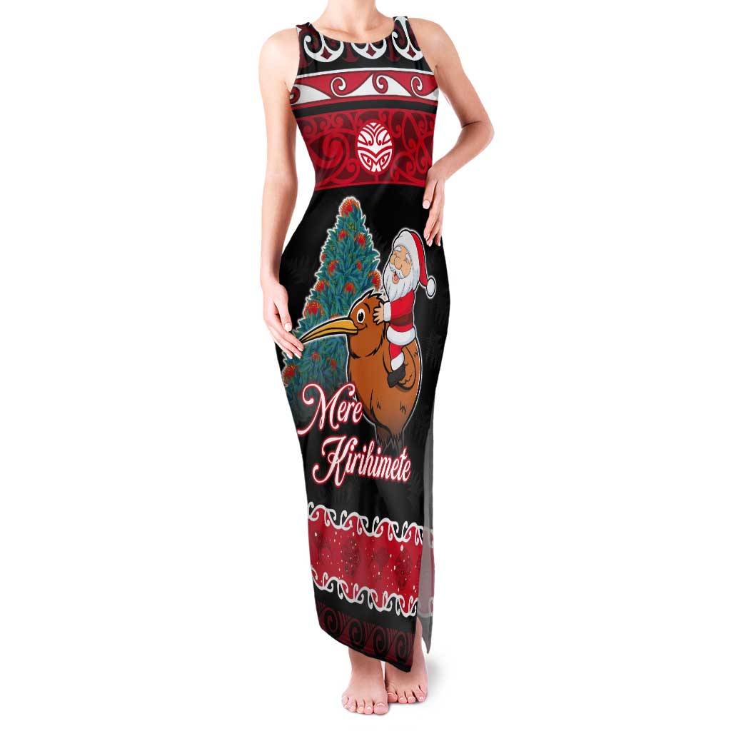 New Zealand Christmas Tank Maxi Dress Funny Santa Riding Kiwi Meri Kirihimete