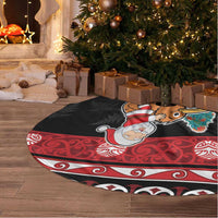 New Zealand Christmas Tree Skirt Funny Santa Riding Kiwi Meri Kirihimete
