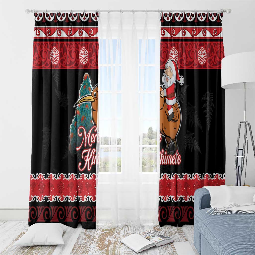 New Zealand Christmas Window Curtain Funny Santa Riding Kiwi Meri Kirihimete