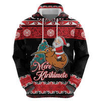 New Zealand Christmas Zip Hoodie Funny Santa Riding Kiwi Meri Kirihimete LT05 - Polynesian Pride