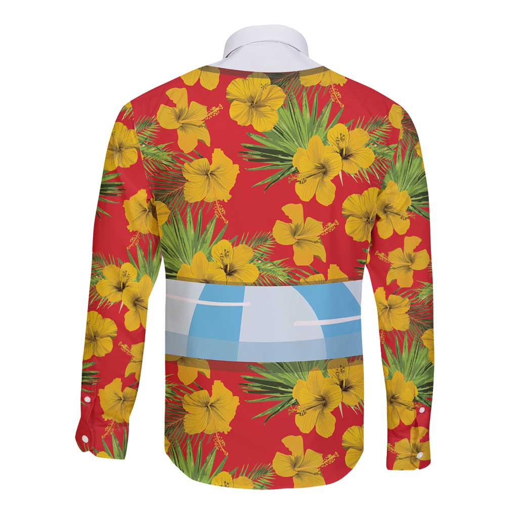 Polynesia Santa Claus Costume Long Sleeve Button Shirt Tropical Vibe