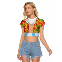 Polynesia Santa Claus Costume Raglan Cropped T Shirt Tropical Vibe