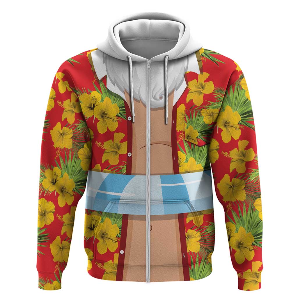 Polynesia Santa Claus Costume Zip Hoodie Tropical Vibe LT05 Zip Hoodie Red - Polynesian Pride
