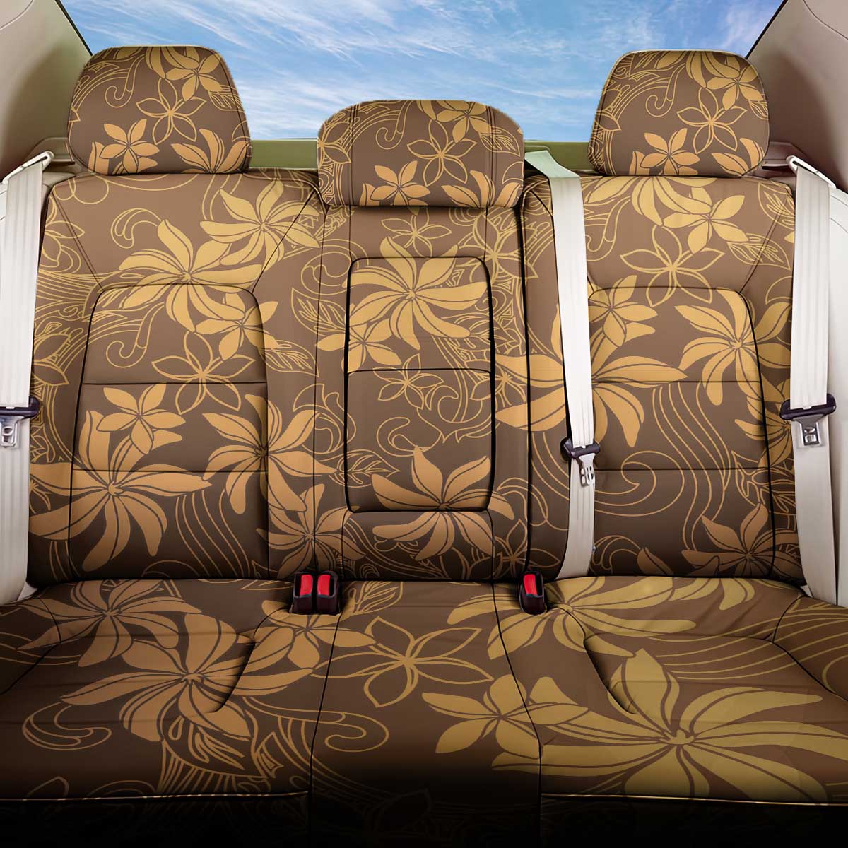 Tiare Tahiti Back Car Seat Cover Brown Polynesia Motifs - Polynesian Pride