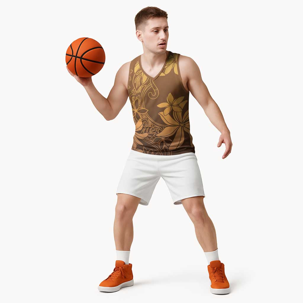 Tiare Tahiti Basketball Jersey Brown Polynesia Motifs - Polynesian Pride