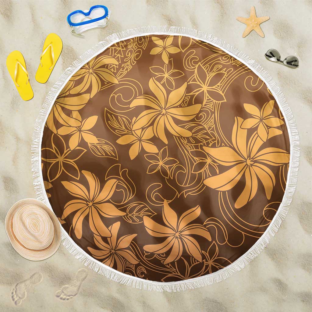 Tiare Tahiti Beach Blanket Brown Polynesia Motifs - Polynesian Pride
