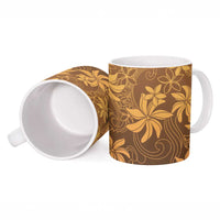 Tiare Tahiti Ceramic Mug Brown Polynesia Motifs - Polynesian Pride