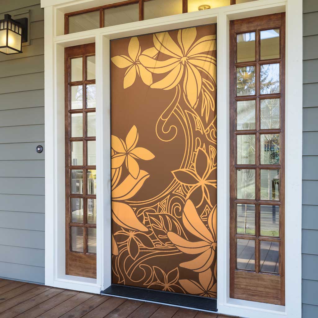 Tiare Tahiti Door Cover Brown Polynesia Motifs - Polynesian Pride
