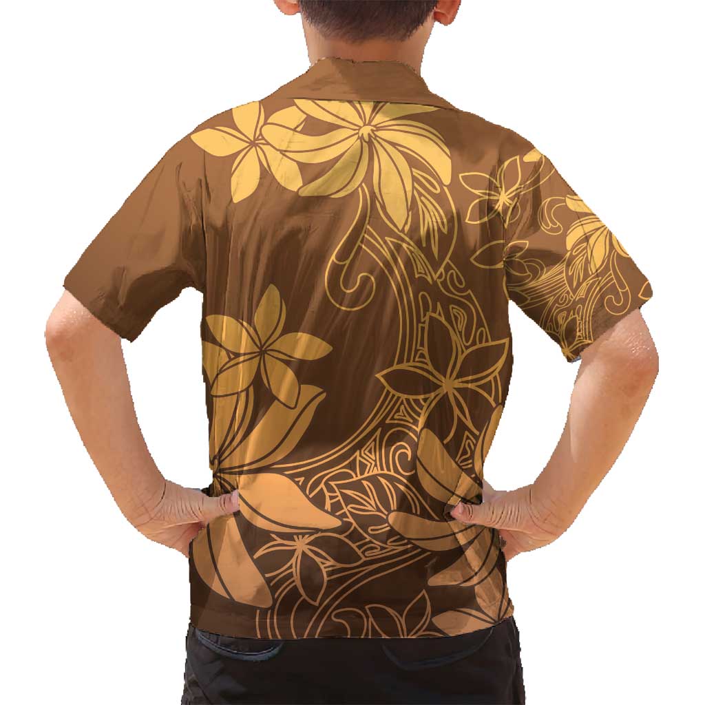 Tiare Tahiti Family Matching Off Shoulder Short Dress and Hawaiian Shirt Brown Polynesia Motifs - Polynesian Pride