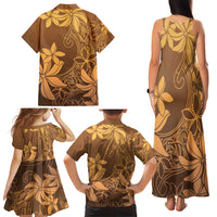 Tiare Tahiti Family Matching Tank Maxi Dress and Hawaiian Shirt Brown Polynesia Motifs - Polynesian Pride