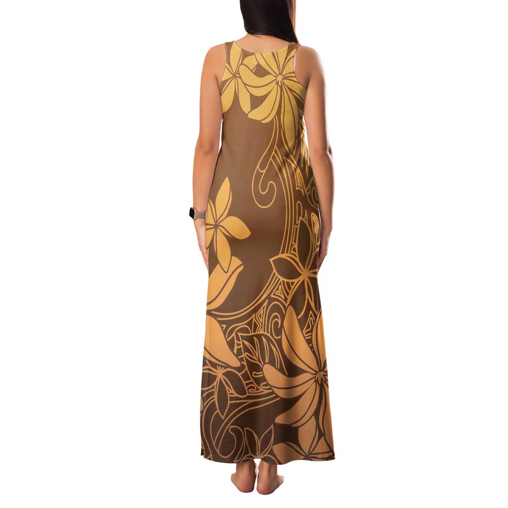 Tiare Tahiti Family Matching Tank Maxi Dress and Hawaiian Shirt Brown Polynesia Motifs - Polynesian Pride