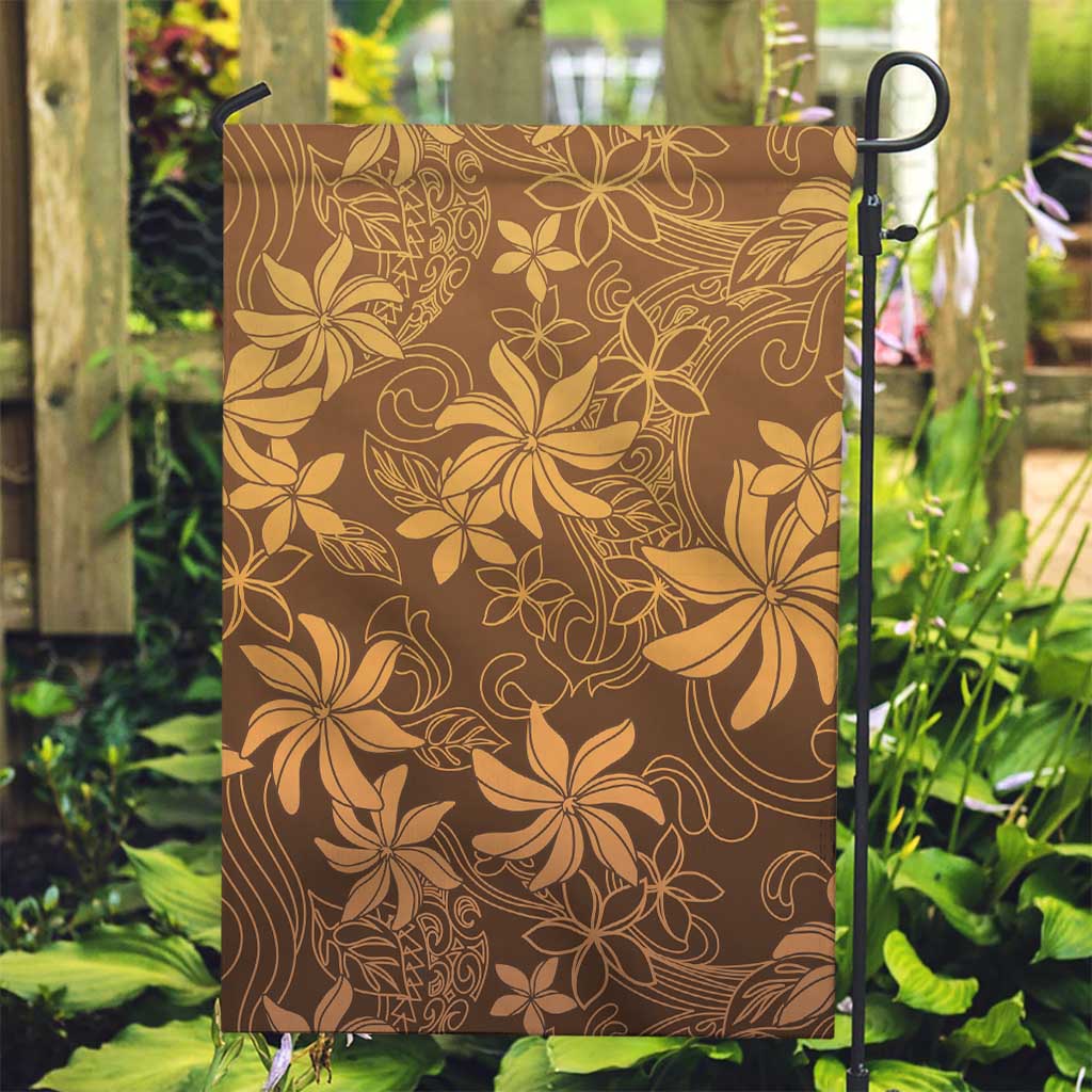 Tiare Tahiti Garden Flag Brown Polynesia Motifs - Polynesian Pride