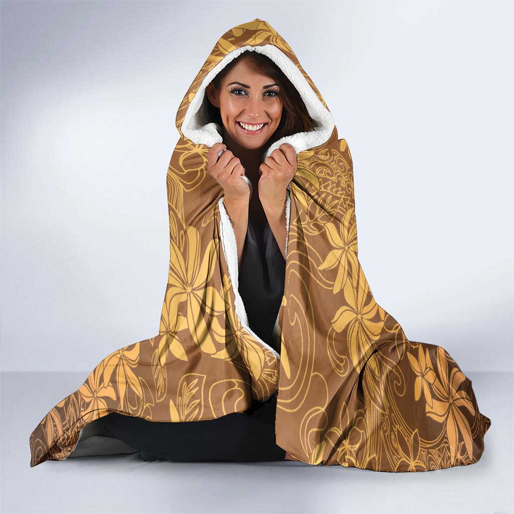 Tiare Tahiti Hooded Blanket Brown Polynesia Motifs - Polynesian Pride