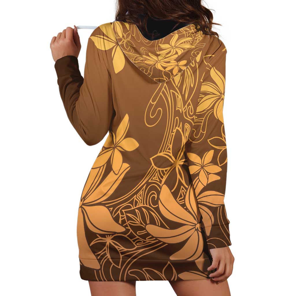 Tiare Tahiti Hoodie Dress Brown Polynesia Motifs - Polynesian Pride