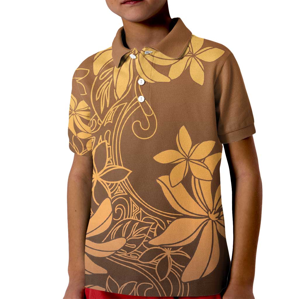 Tiare Tahiti Kid Polo Shirt Brown Polynesia Motifs - Polynesian Pride