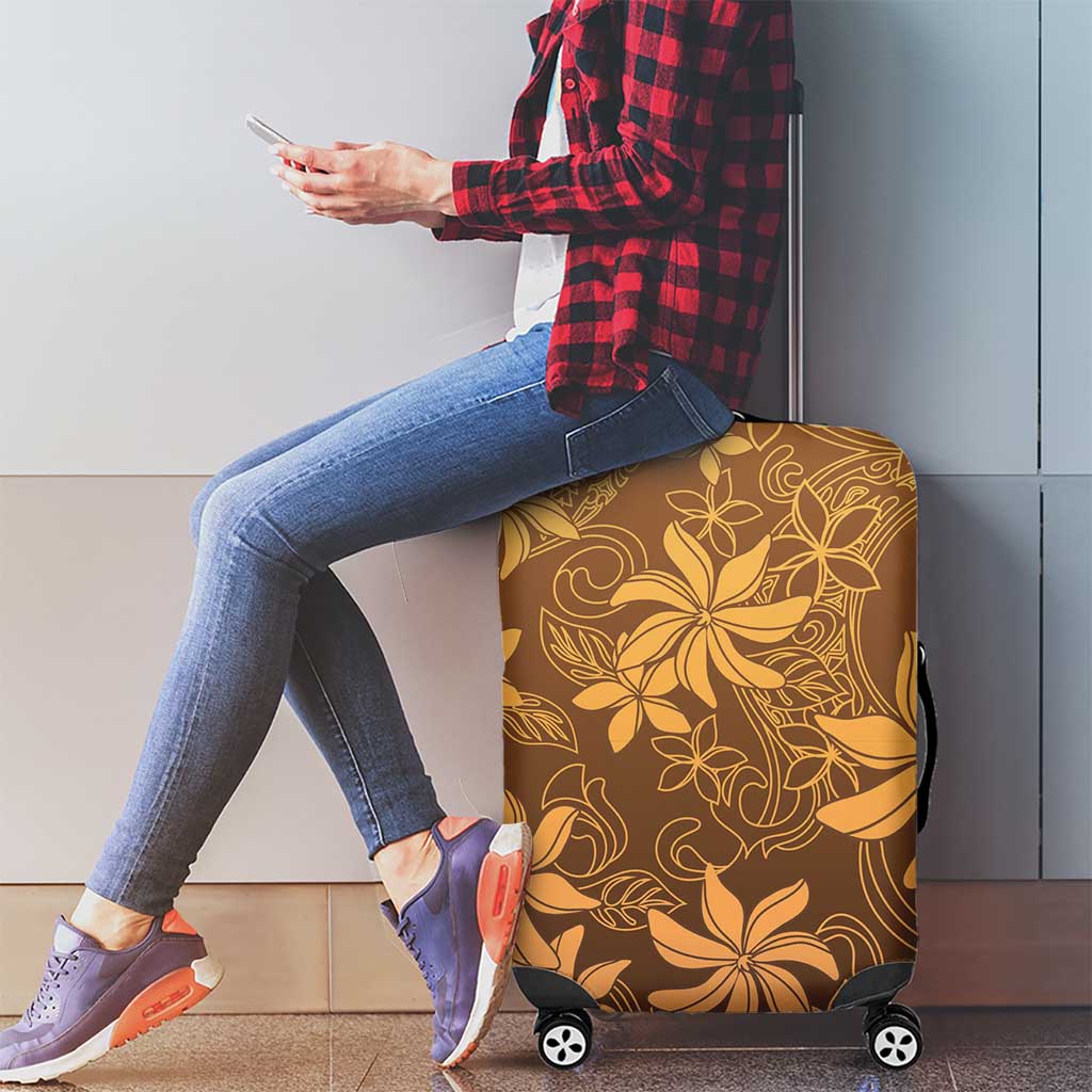 Tiare Tahiti Luggage Cover Brown Polynesia Motifs - Polynesian Pride