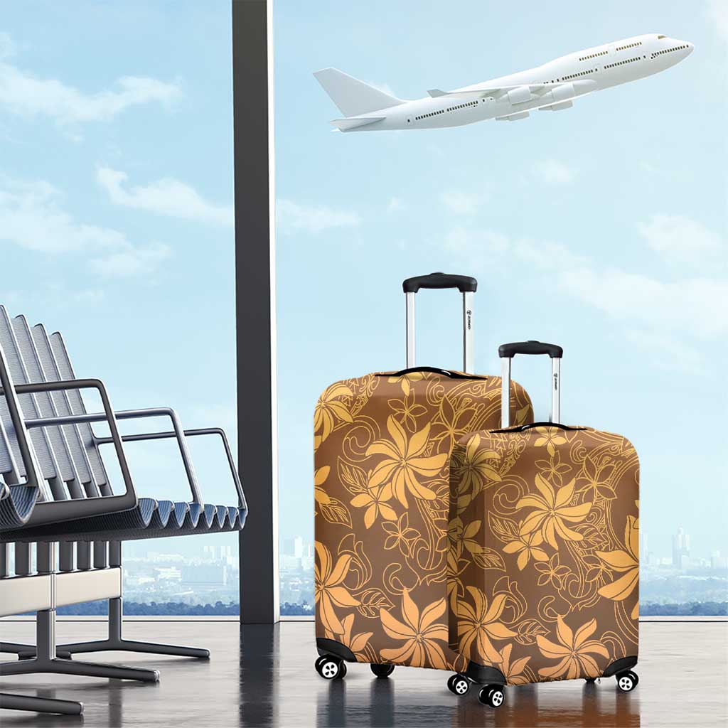 Tiare Tahiti Luggage Cover Brown Polynesia Motifs - Polynesian Pride