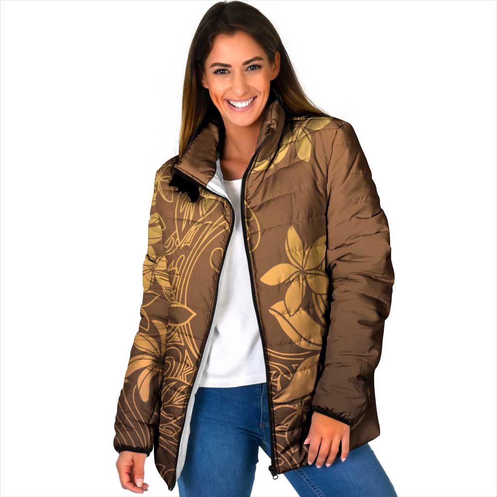 Tiare Tahiti Padded Jacket Brown Polynesia Motifs - Polynesian Pride