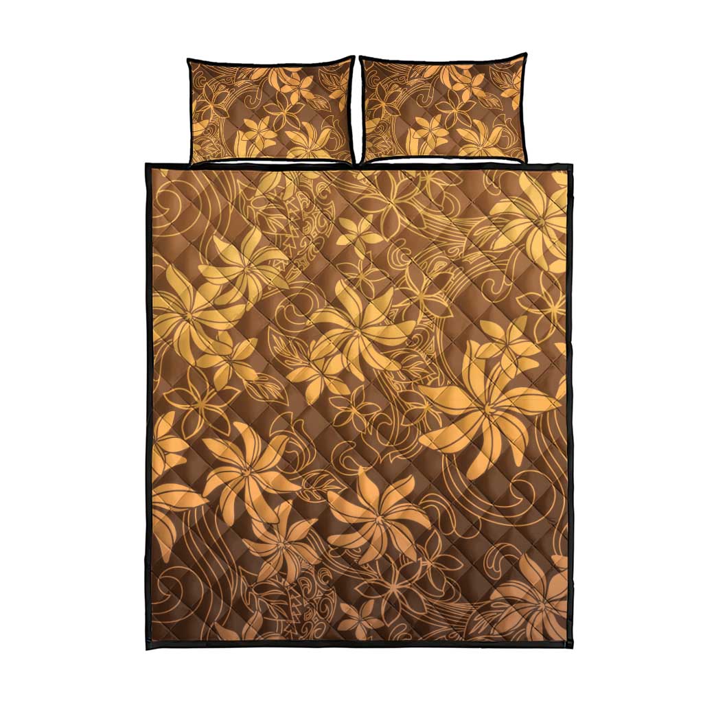 Tiare Tahiti Quilt Bed Set Brown Polynesia Motifs - Polynesian Pride