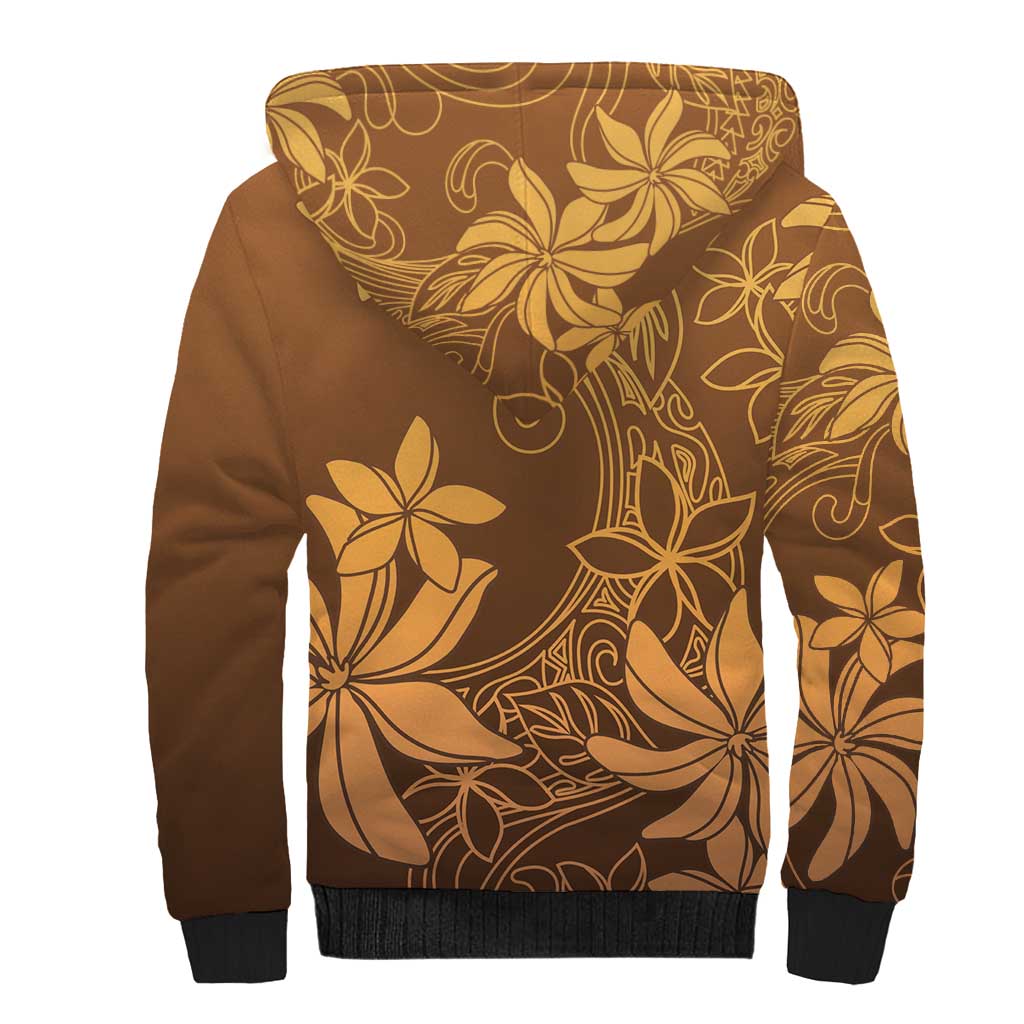 Tiare Tahiti Sherpa Hoodie Brown Polynesia Motifs - Polynesian Pride
