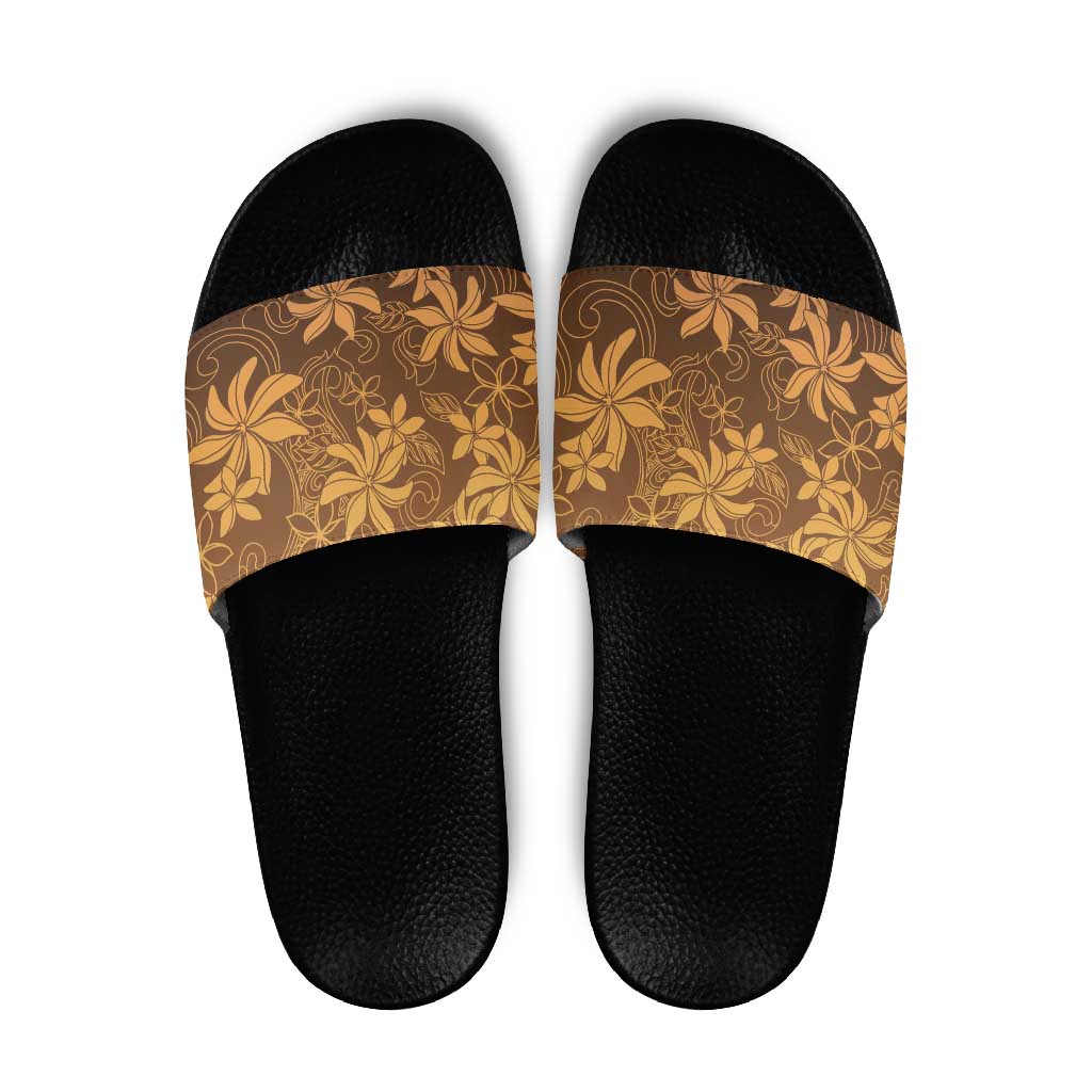 Tiare Tahiti Slide Sandals Brown Polynesia Motifs - Polynesian Pride