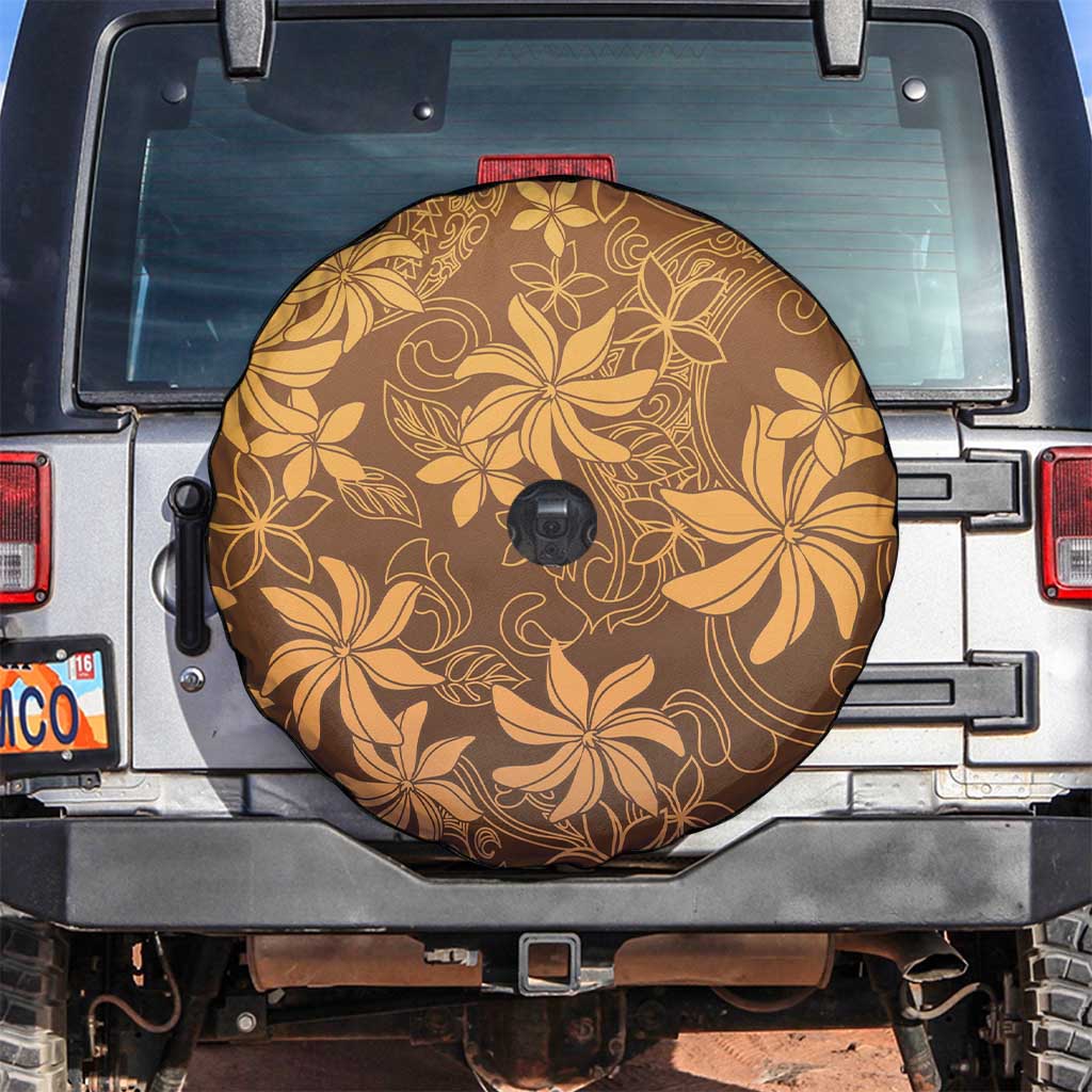 Tiare Tahiti Spare Tire Cover Brown Polynesia Motifs - Polynesian Pride
