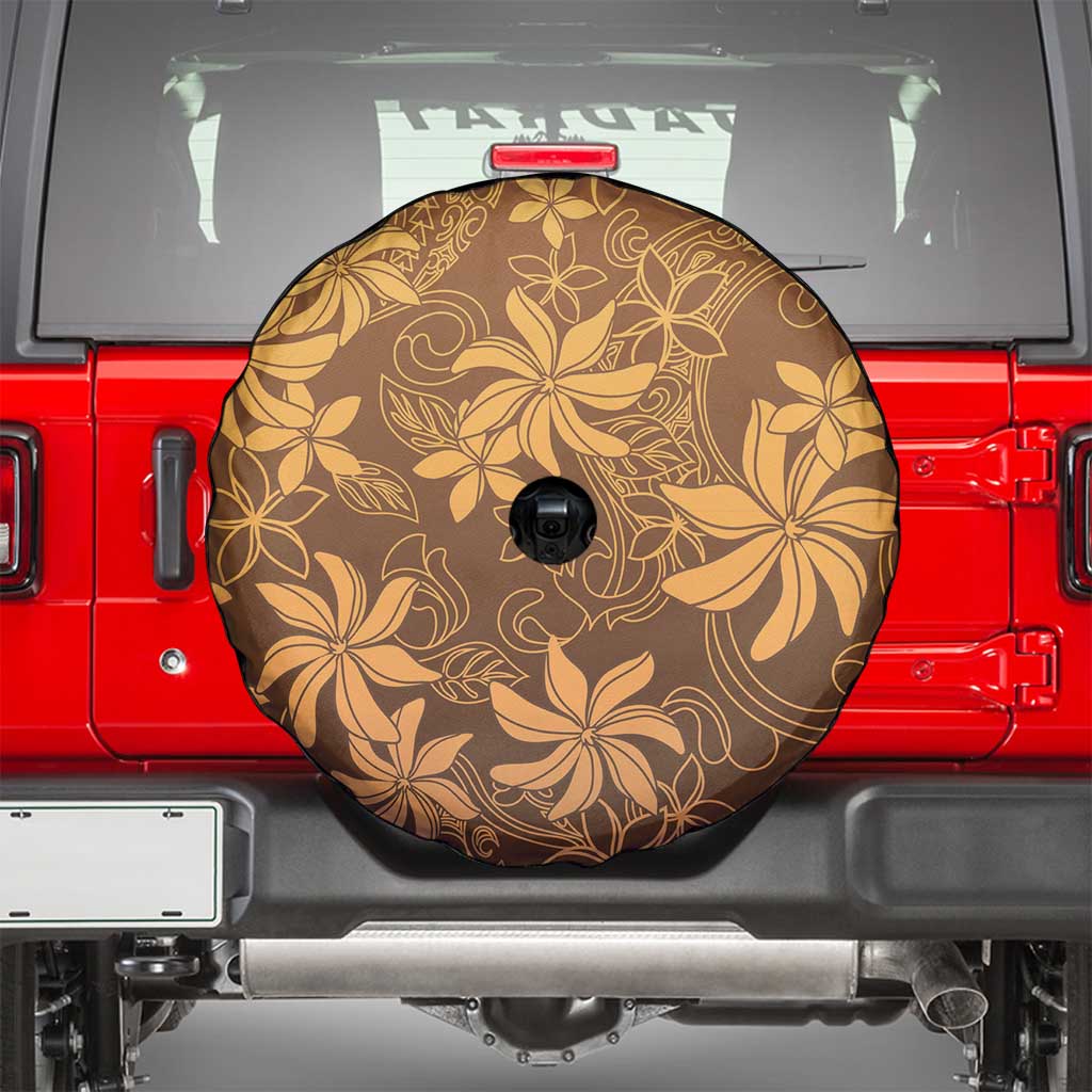 Tiare Tahiti Spare Tire Cover Brown Polynesia Motifs - Polynesian Pride