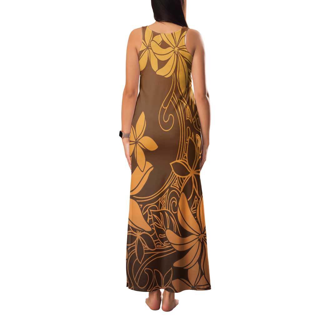 Tiare Tahiti Tank Maxi Dress Brown Polynesia Motifs - Polynesian Pride