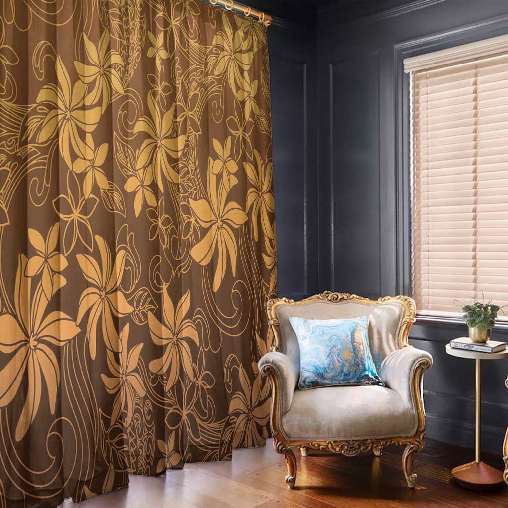 Tiare Tahiti Window Curtain Brown Polynesia Motifs - Polynesian Pride