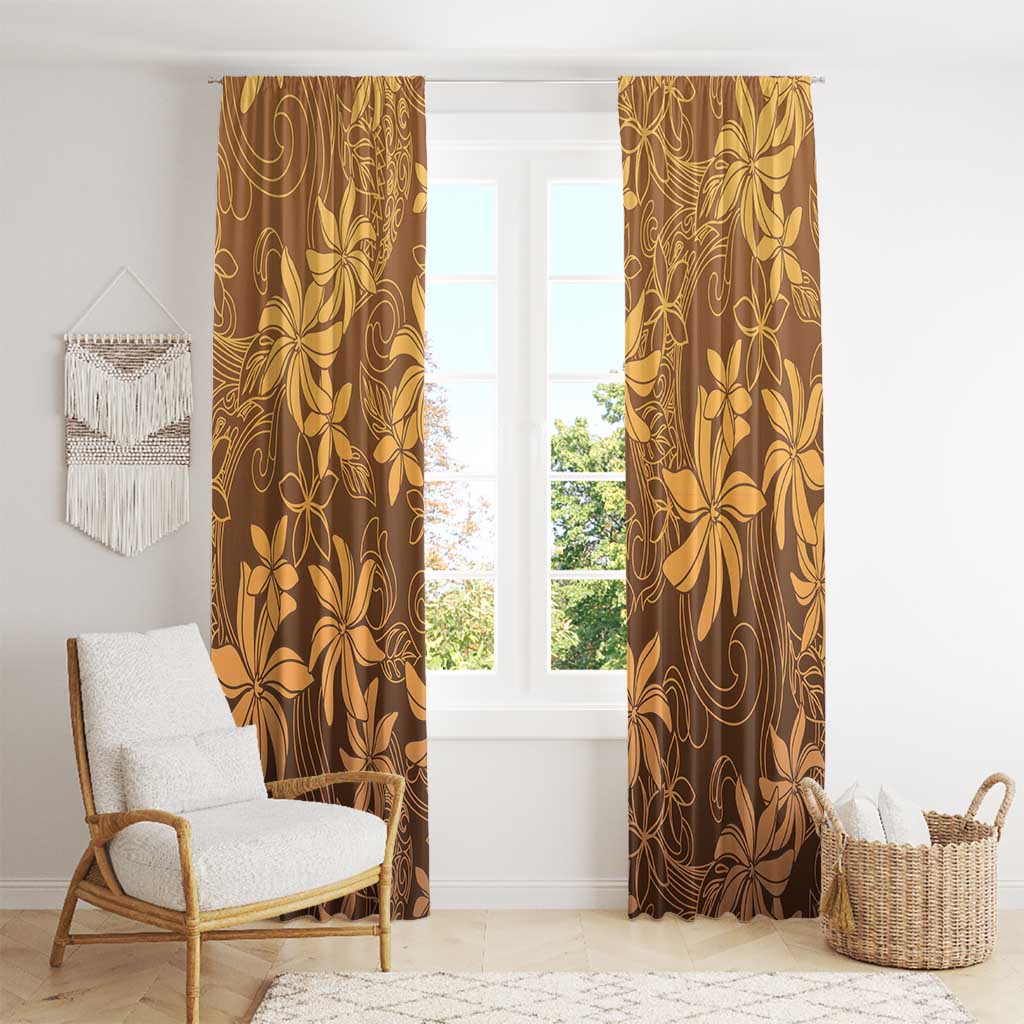Tiare Tahiti Window Curtain Brown Polynesia Motifs - Polynesian Pride