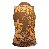 Tiare Tahiti Women Sleeveless Polo Shirt Brown Polynesia Motifs - Polynesian Pride