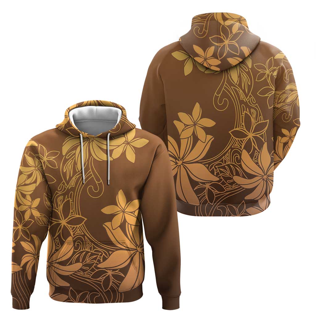 Tiare Tahiti Zip Hoodie Brown Polynesia Motifs - Polynesian Pride