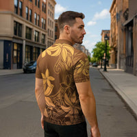 Tiare Tahiti Zipper Polo Shirt Brown Polynesia Motifs - Polynesian Pride