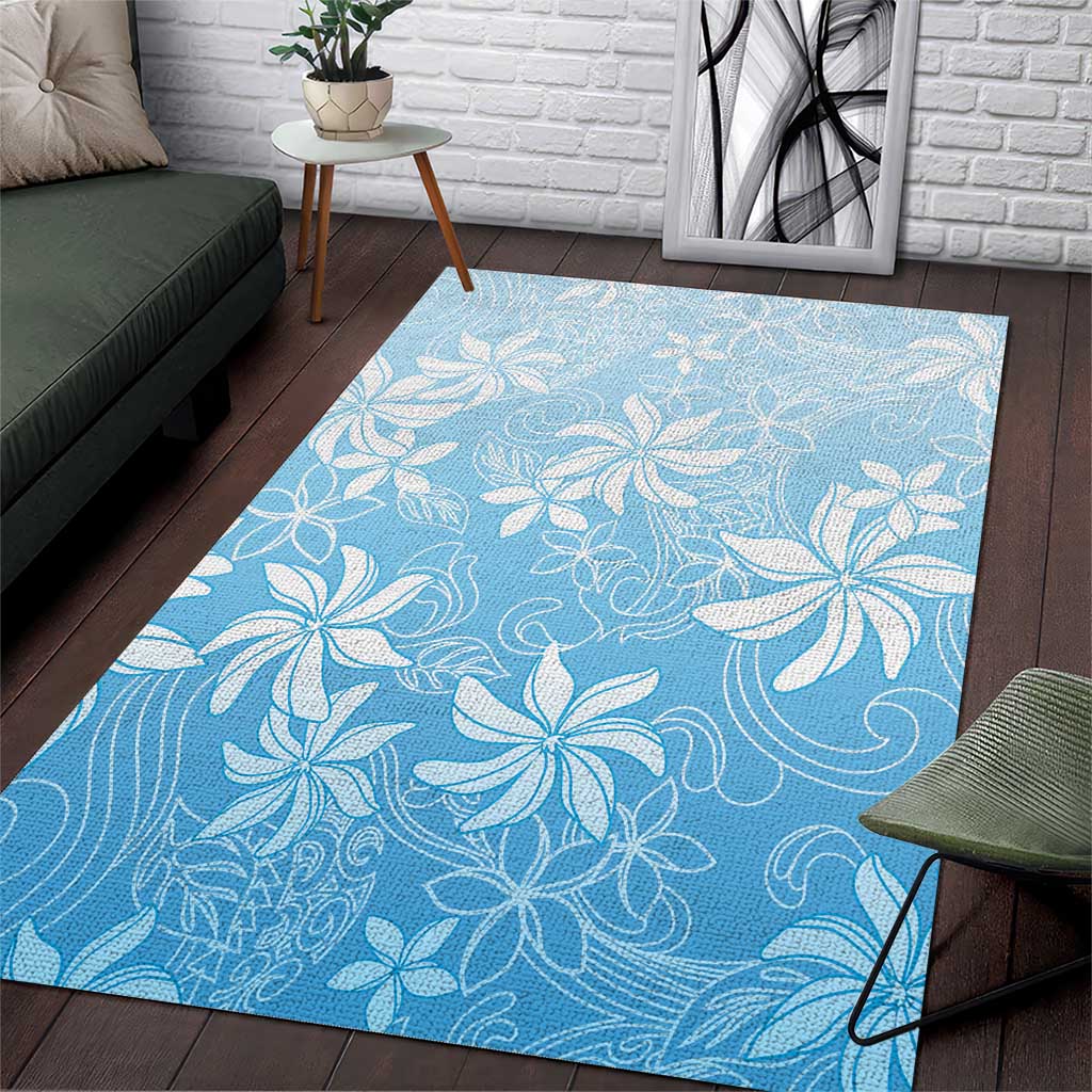 Tiare Tahiti Area Rug Blue Polynesia Motifs - Polynesian Pride