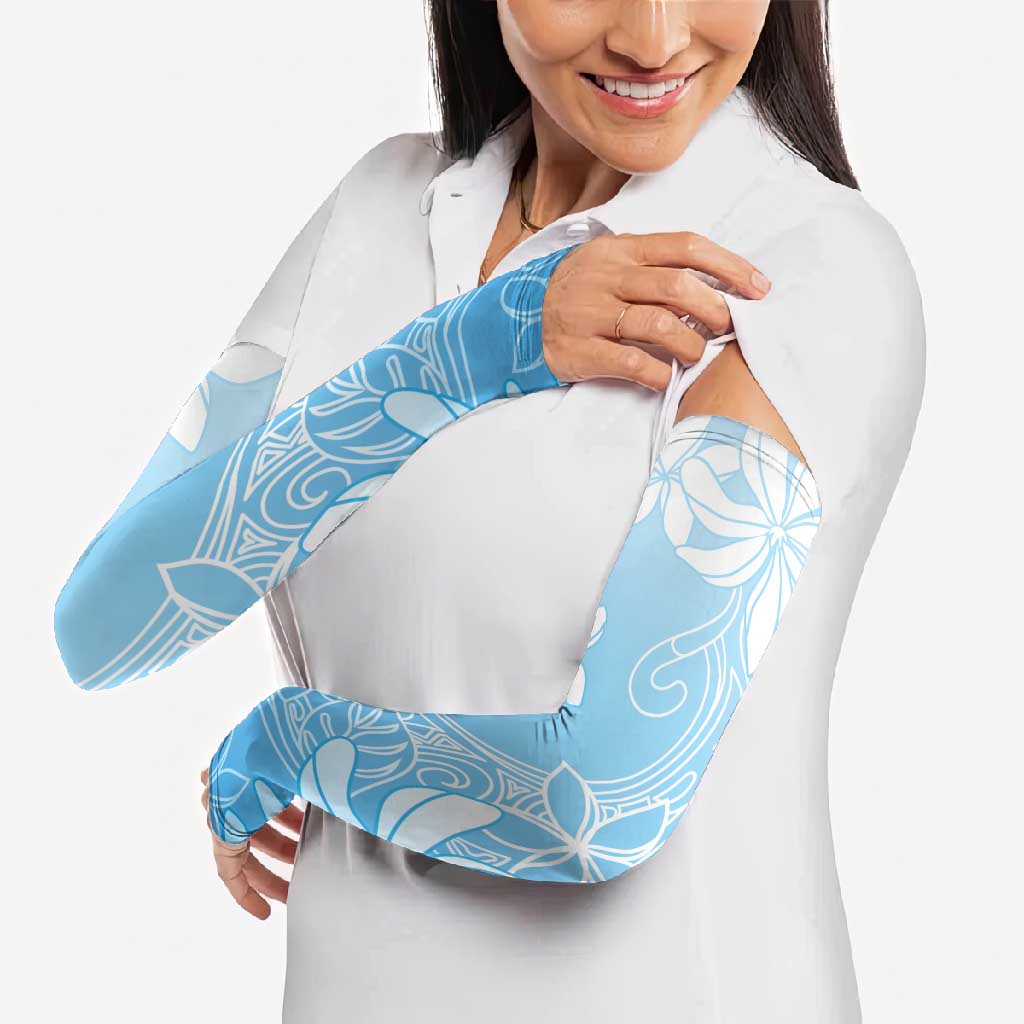 Tiare Tahiti Arm Sleeves Blue Polynesia Motifs - Polynesian Pride