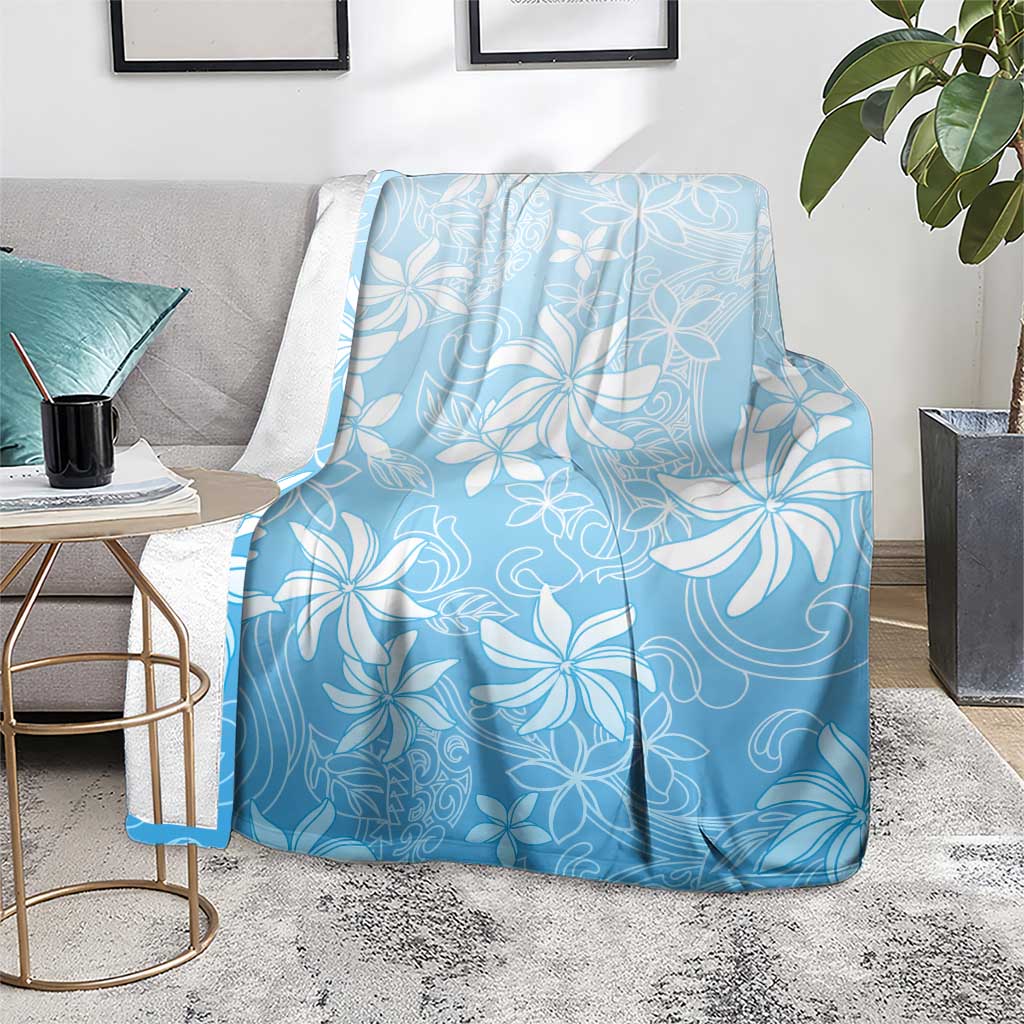 Tiare Tahiti Blanket Blue Polynesia Motifs - Polynesian Pride