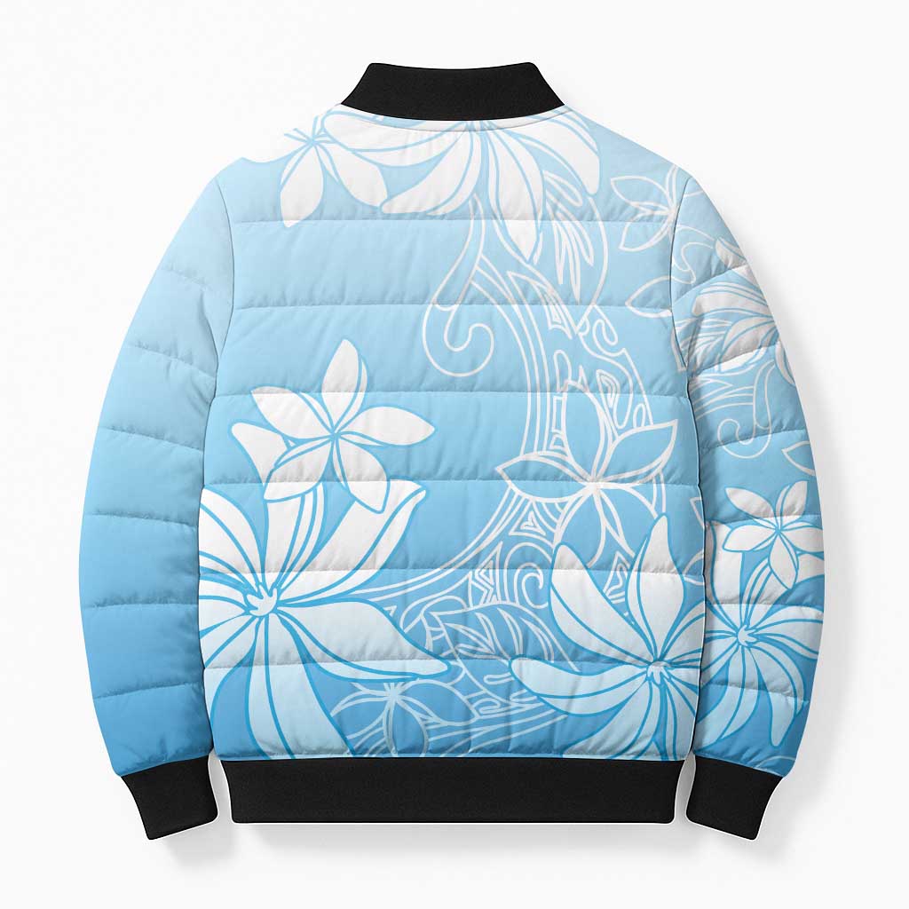 Tiare Tahiti Bomber Puffer Jacket Blue Polynesia Motifs - Polynesian Pride