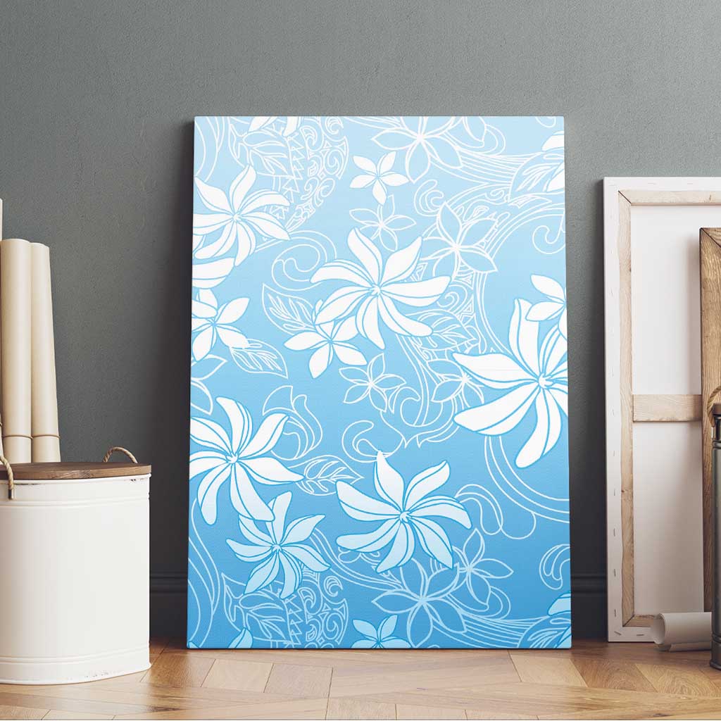 Tiare Tahiti Canvas Wall Art Blue Polynesia Motifs - Polynesian Pride