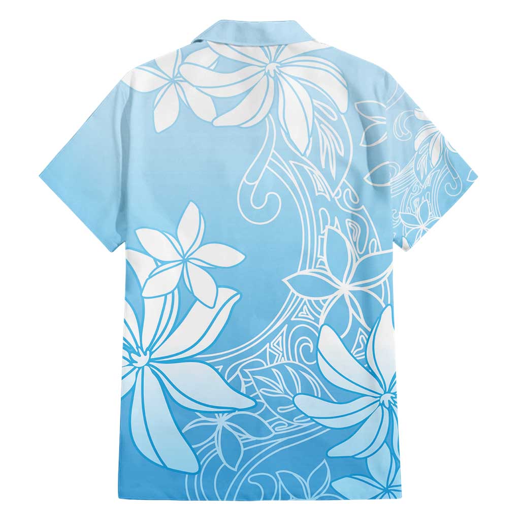 Tiare Tahiti Family Matching Off Shoulder Maxi Dress and Hawaiian Shirt Blue Polynesia Motifs - Polynesian Pride