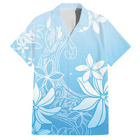 Tiare Tahiti Family Matching Off Shoulder Short Dress and Hawaiian Shirt Blue Polynesia Motifs - Polynesian Pride