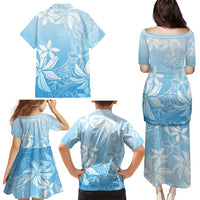 Tiare Tahiti Family Matching Puletasi and Hawaiian Shirt Blue Polynesia Motifs - Polynesian Pride
