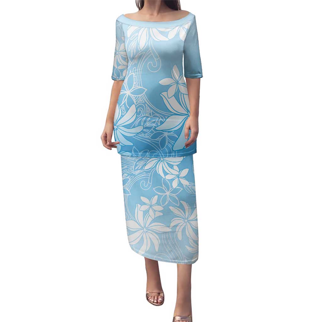 Tiare Tahiti Family Matching Puletasi and Hawaiian Shirt Blue Polynesia Motifs - Polynesian Pride